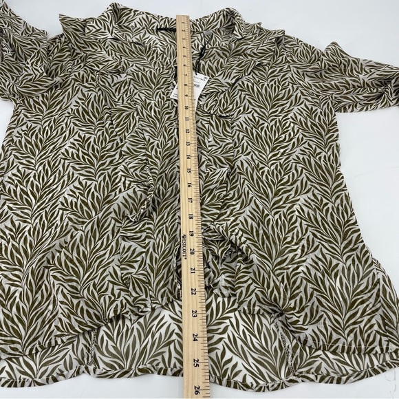 T Tahari Blouse Tops Womens Large Multicolor Tropical Print Long Sleeve Collared - Picture 11 of 14